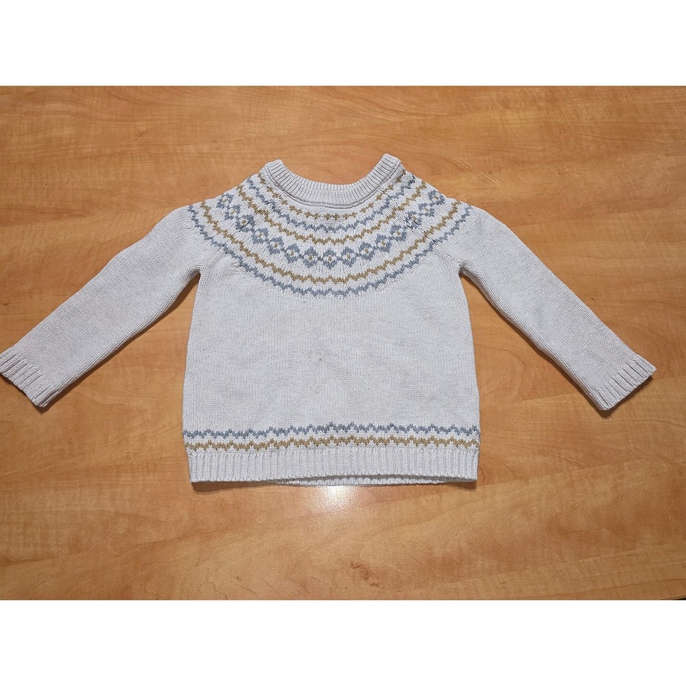Little Planet by Carters Boys 24M Organic Cotton Fair Isle Knit Sweater Oatmeal